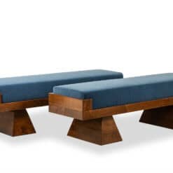 Contemporary Italian Ash and Ice Blue Mohair Bench- view of two benches- Styylish