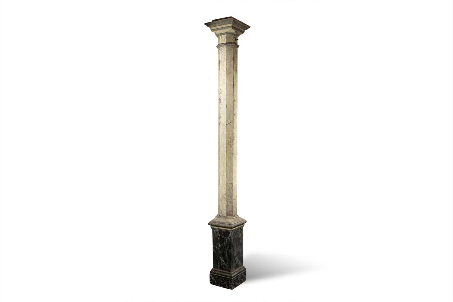 Pair of French Faux Marble Fluted Columns, Circa 1880 - Image 8