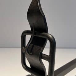French Wrought Iron Andirons - Buckle Detail - Styylish