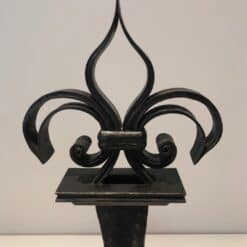 French Wrought Iron Fleur-de-Lys Andirons - Fleur-de-Lys Detail - Styylish