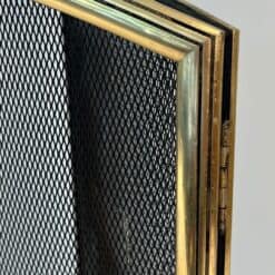 French Neoclassical Brass Fireplace Screen - Folded Hinge Detail - Styylish