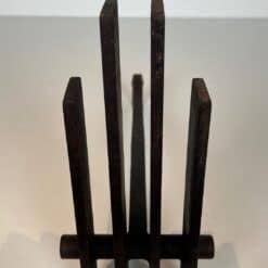 French Brutalist Steel Andirons, Mid-Century, 1950s - Image 9