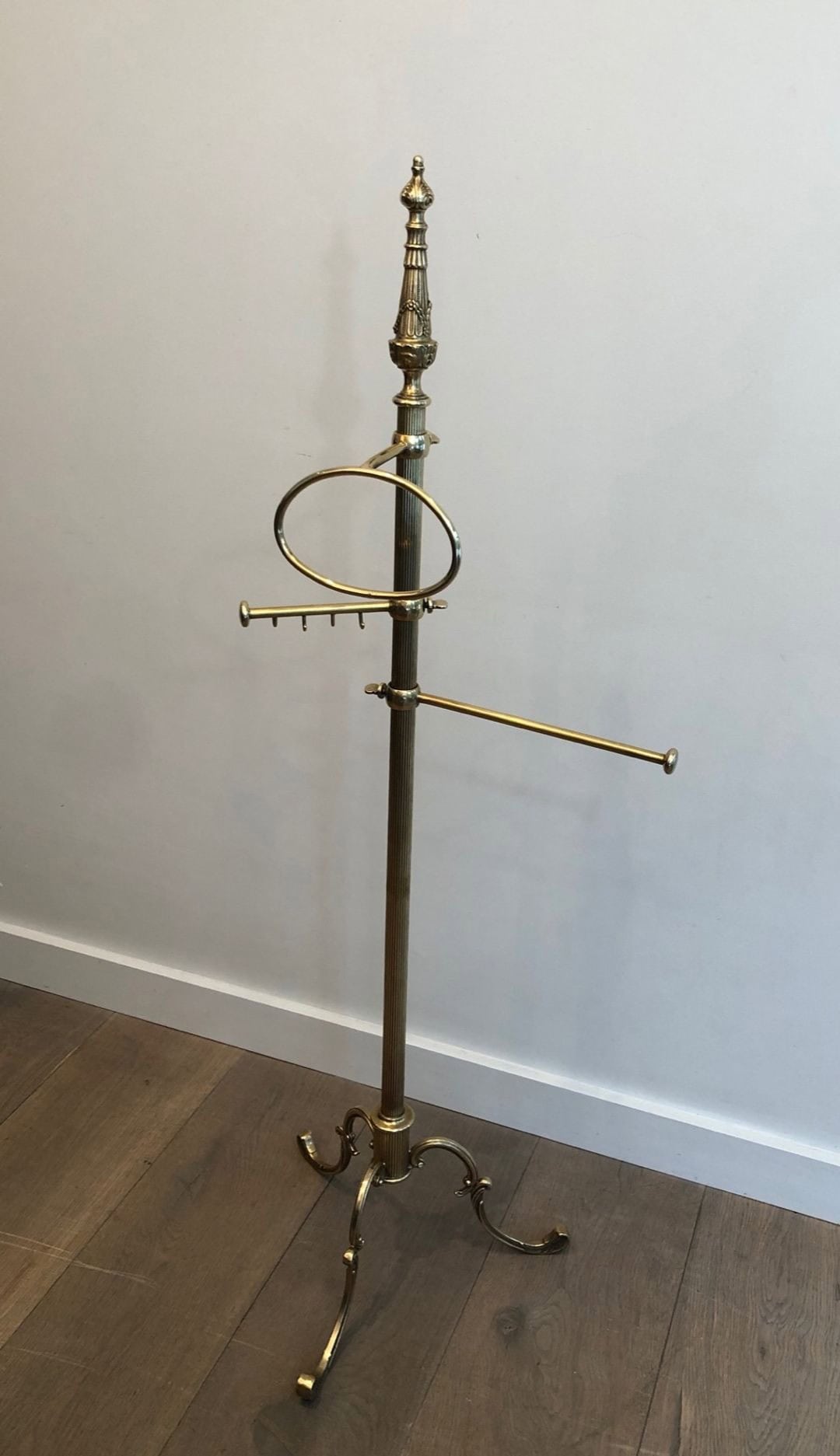 French Brass Towel Rack in Neoclassical Style - Wide View - Styylish