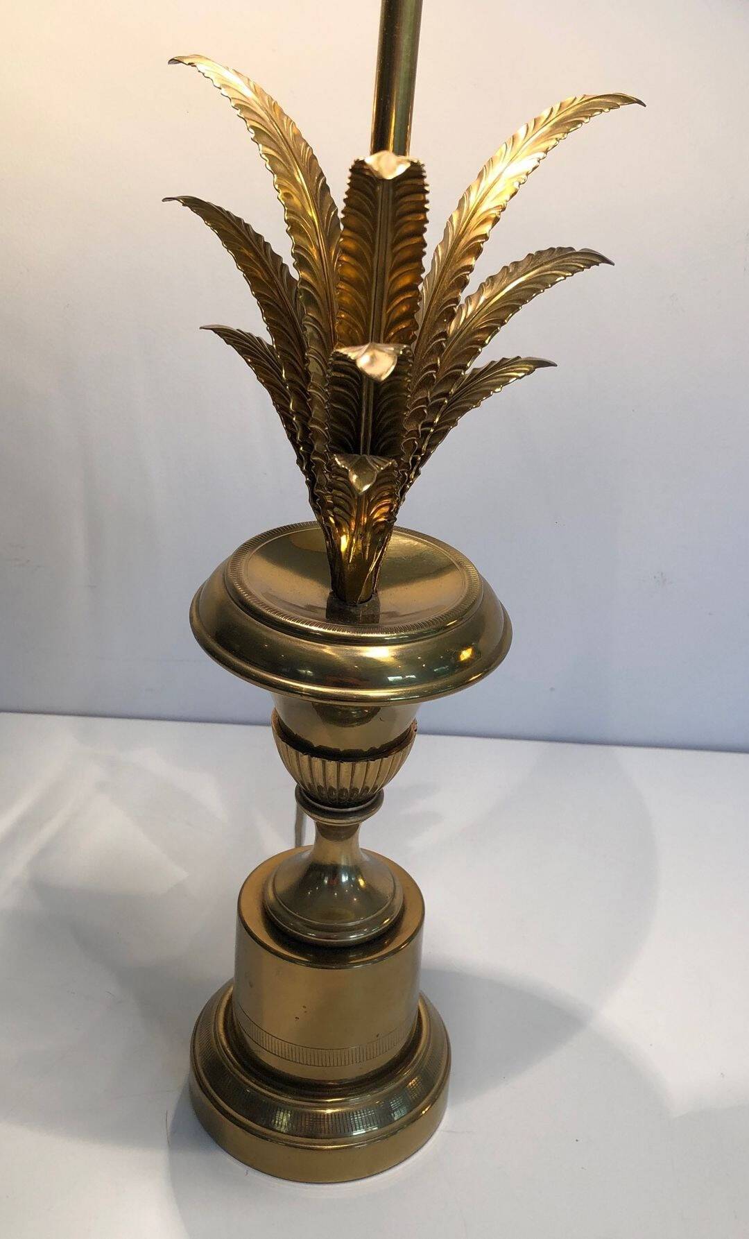 Palm Tree Brass Table Lamp, Manner of Maison Charles, circa 1970 - Image 9