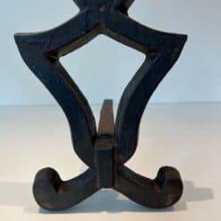 Raymond Subes Attributed Cast Iron Andirons - Base Detail - Styylish