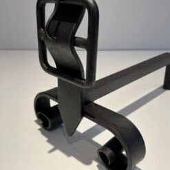 French Wrought Iron Andirons - Single Angled View - Styylish