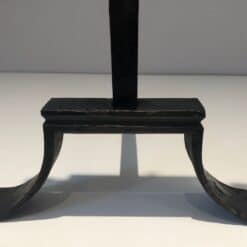 French Wrought Iron Fleur-de-Lys Andirons - Base Detail - Styylish