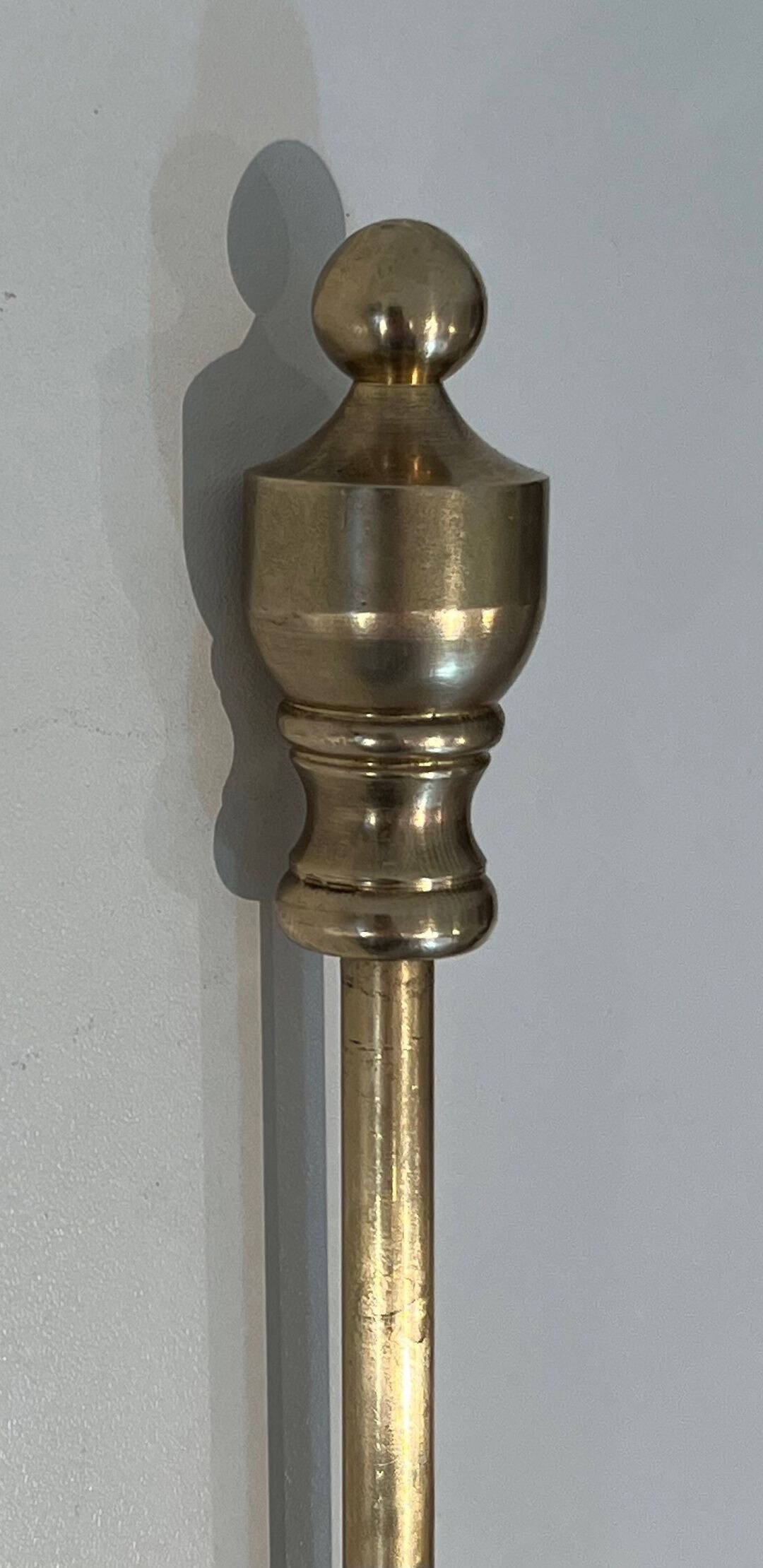French Neoclassical Brass Fireplace Companion Set - Tools Handle - Styylish
