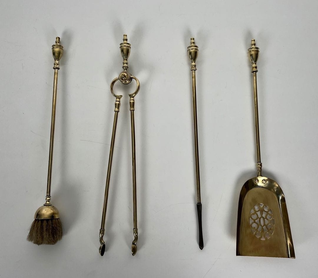 French Neoclassical Brass Fireplace Companion Set - Tools Alone - Styylish