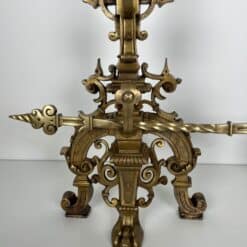 French Neo-Renaissance Bronze Fireplace Andirons - Base Detail - Styylish