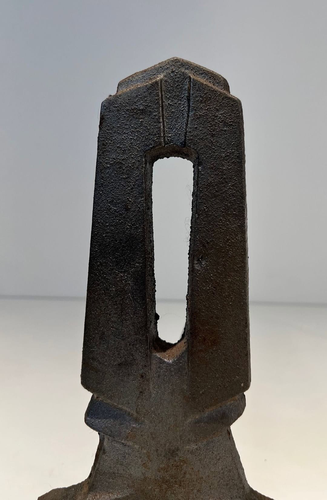 French Modernist Cast Iron Andirons - Top Detail Two - Styylish