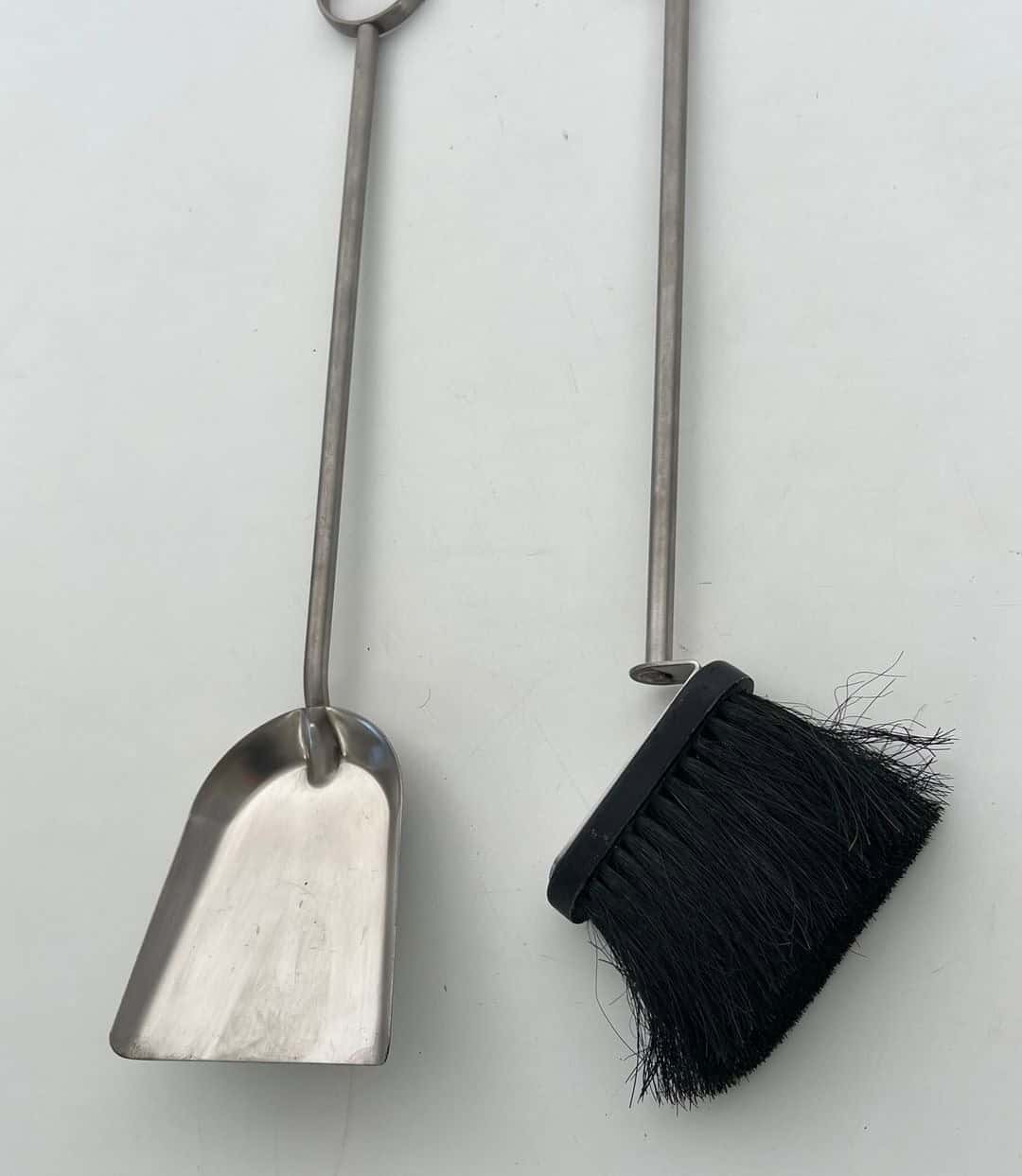 1970s French Tempered Glass Fireplace Companion Set - Brush and Pan Detail - Styylish