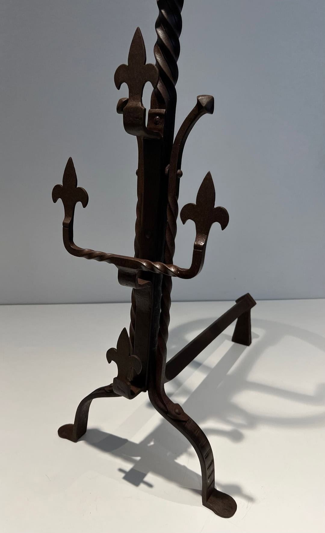 French Gothic Revival Landiers with Fleur-de-Lys - Stand and Base - Styylish