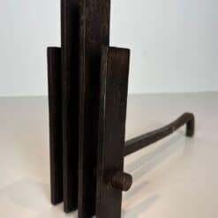 French Brutalist Steel Andirons, Mid-Century, 1950s - Image 10