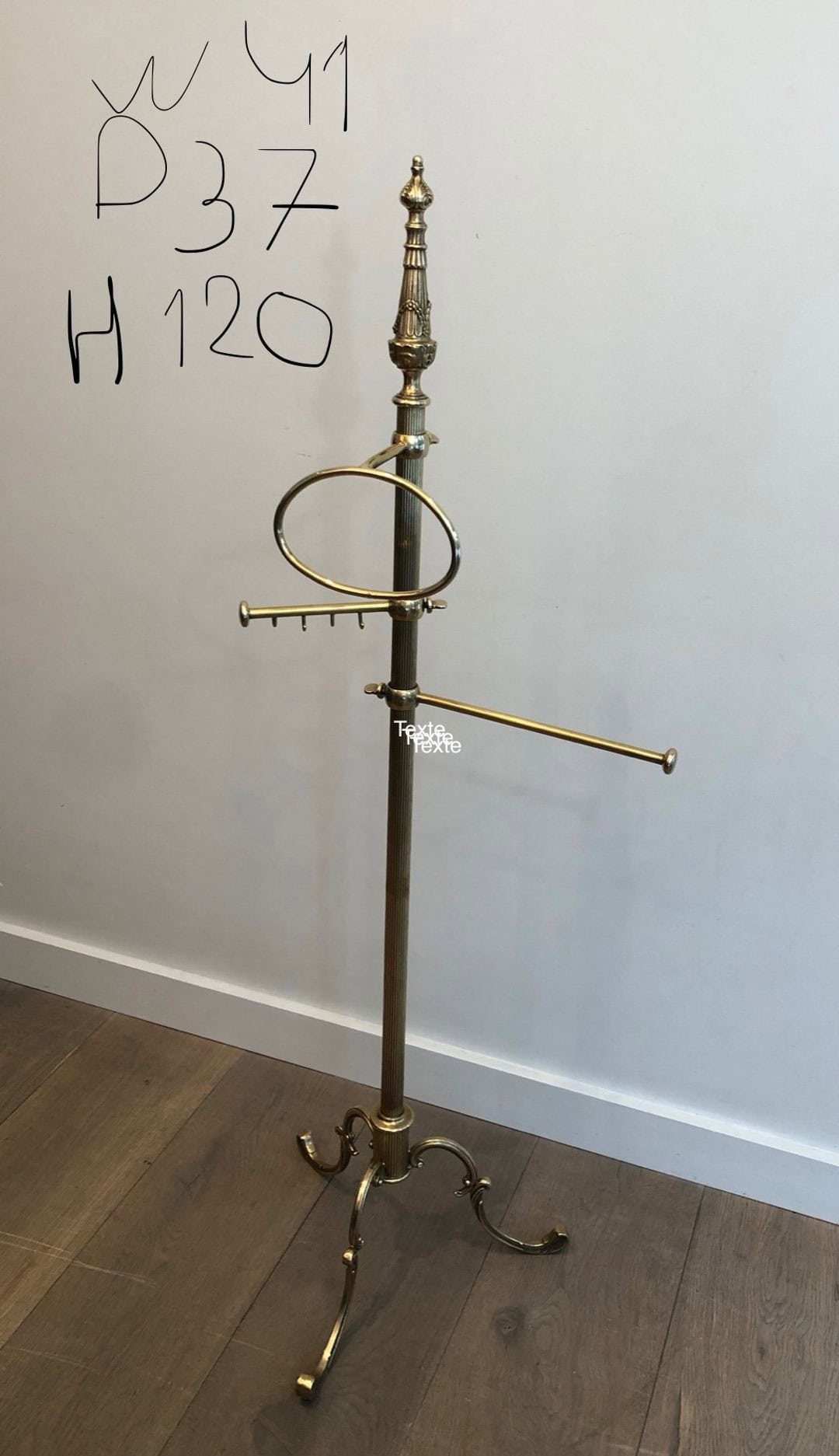 French Brass Towel Rack in Neoclassical Style - With Dimensions - Styylish