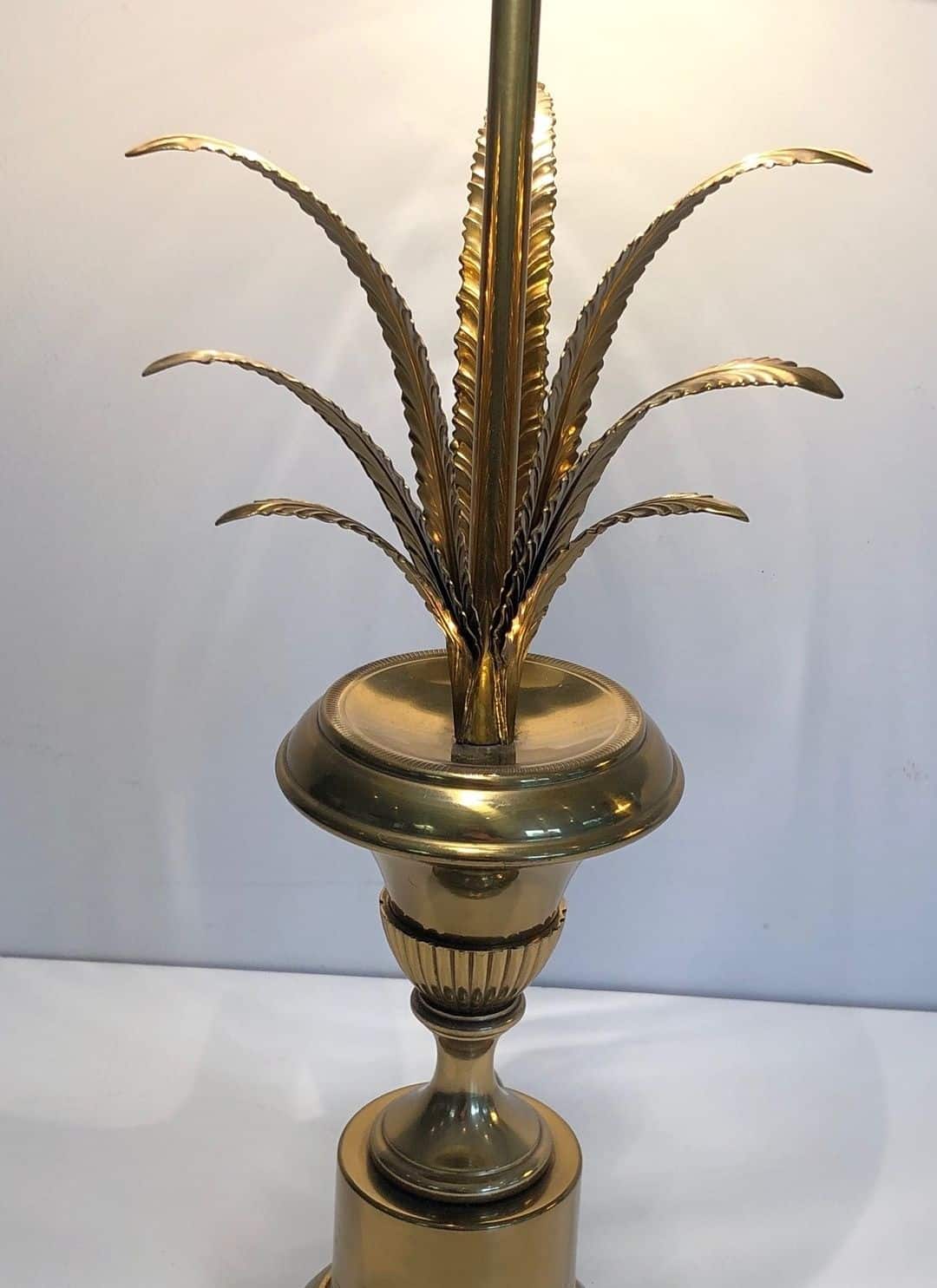 Palm Tree Brass Table Lamp, Manner of Maison Charles, circa 1970 - Image 10