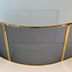 Curved French Brass Fireplace Screen - Wide View - Styylish
