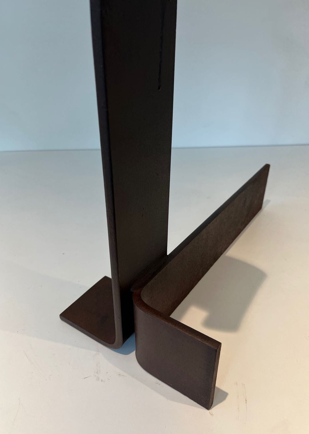 French Modernist Wrought Iron Andirons - Base Detail - Styylish