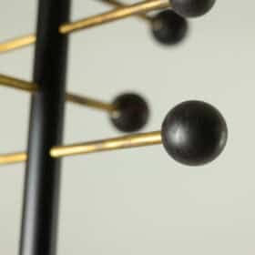 Italian Adjustable Coat Rack in Black Lacquered Metal and Brass