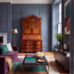 18th Century Baroque Walnut Bureau Cabinet with Figured Veneers- In an elegant European interior- Styylish