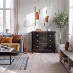 Antique Swedish Gustavian Black Painted Chest of Drawers- In a Scandinavian interior- Styylish