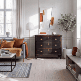 Antique Swedish Gustavian Black Painted Chest of Drawers, circa 1850