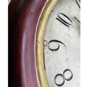 Antique Swedish Mora Clock, Burgundy Finish, Circa 1850-1890