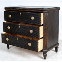 Antique Swedish Gustavian Black Painted Chest of Drawers- open drawers- Styylish