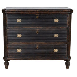 Antique Swedish Gustavian Black Painted Chest of Drawers- open drawers- full view- Styylish