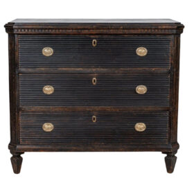 Antique Swedish Gustavian Black Painted Chest of Drawers, circa 1850