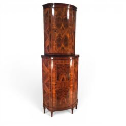 Antique Neoclassical Corner Cabinet- exquisite walnut veneer pattern and inlay work- Styylish