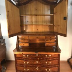 18th Century Baroque Walnut Bureau Cabinet with Figured Veneers- view with open doors and writing compartment- Styylish