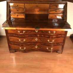 18th Century Baroque Walnut Bureau Cabinet with Figured Veneers- detail view with open writing flap- Styylish