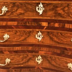 18th Century Baroque Walnut Bureau Cabinet with Figured Veneers- detail view of the middle part of the drawers- Styylish