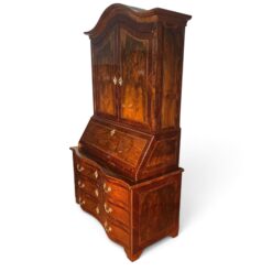 18th Century Baroque Walnut Bureau Cabinet with Figured Veneers- three-quarter-view- Styylish