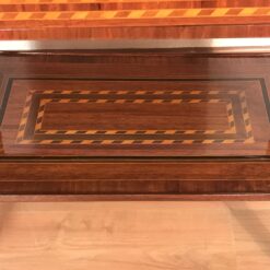 French Louis XVI Marquetry Side Table- detail of lower shelf- Styylish