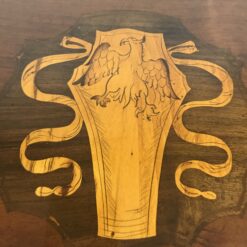 Italian Provincial Neoclassical Marquetry Cabinet- detail of shield with eagle- Styylish