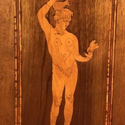 Italian Provincial Neoclassical Marquetry Cabinet- detail of figurine- Styylish