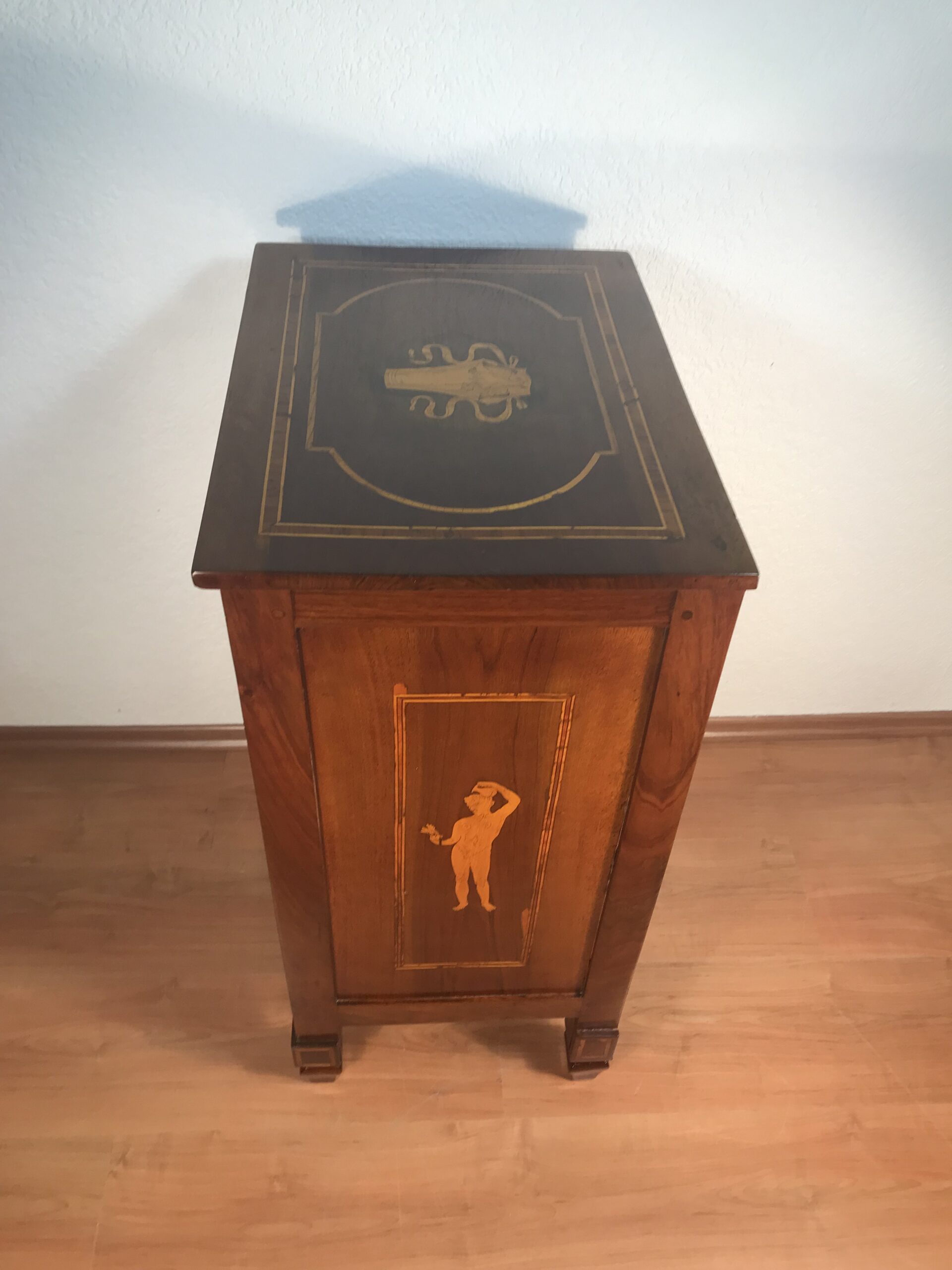 Italian Provincial Neoclassical Marquetry Cabinet- side view from top - Styylish