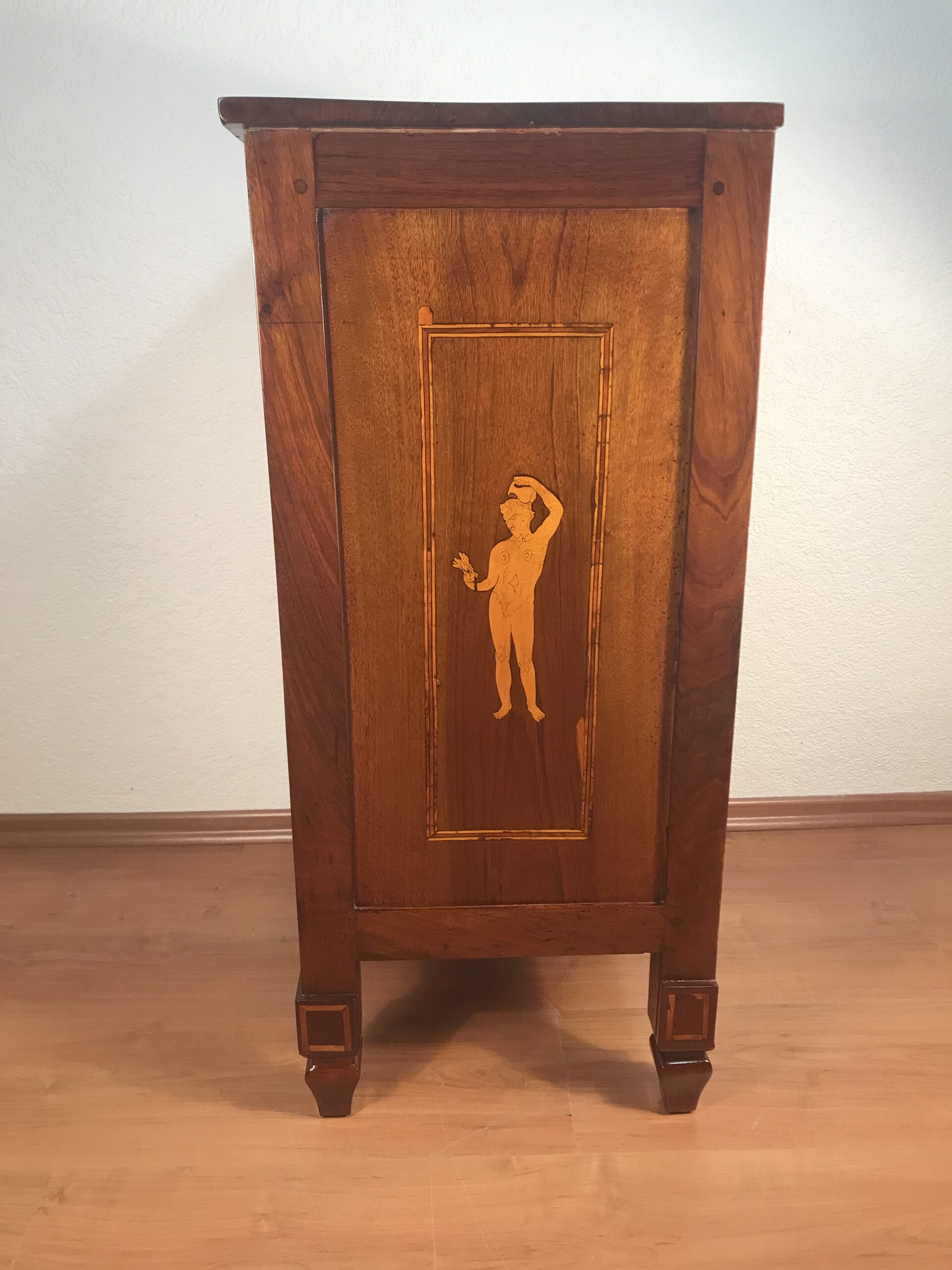 Italian Provincial Neoclassical Marquetry Cabinet- side view- Styylish