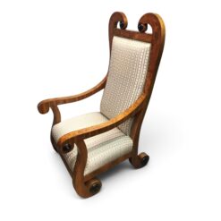 Pair of Tall-Back Biedermeier Armchairs with Floral Marquetry- three-quarter-view- left- Styylish