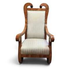 Pair of Tall-Back Biedermeier Armchairs with Floral Marquetry- front-view of one chair- Styylish
