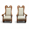 Pair of Tall-Back Biedermeier Armchairs with Floral Marquetry- Styylish