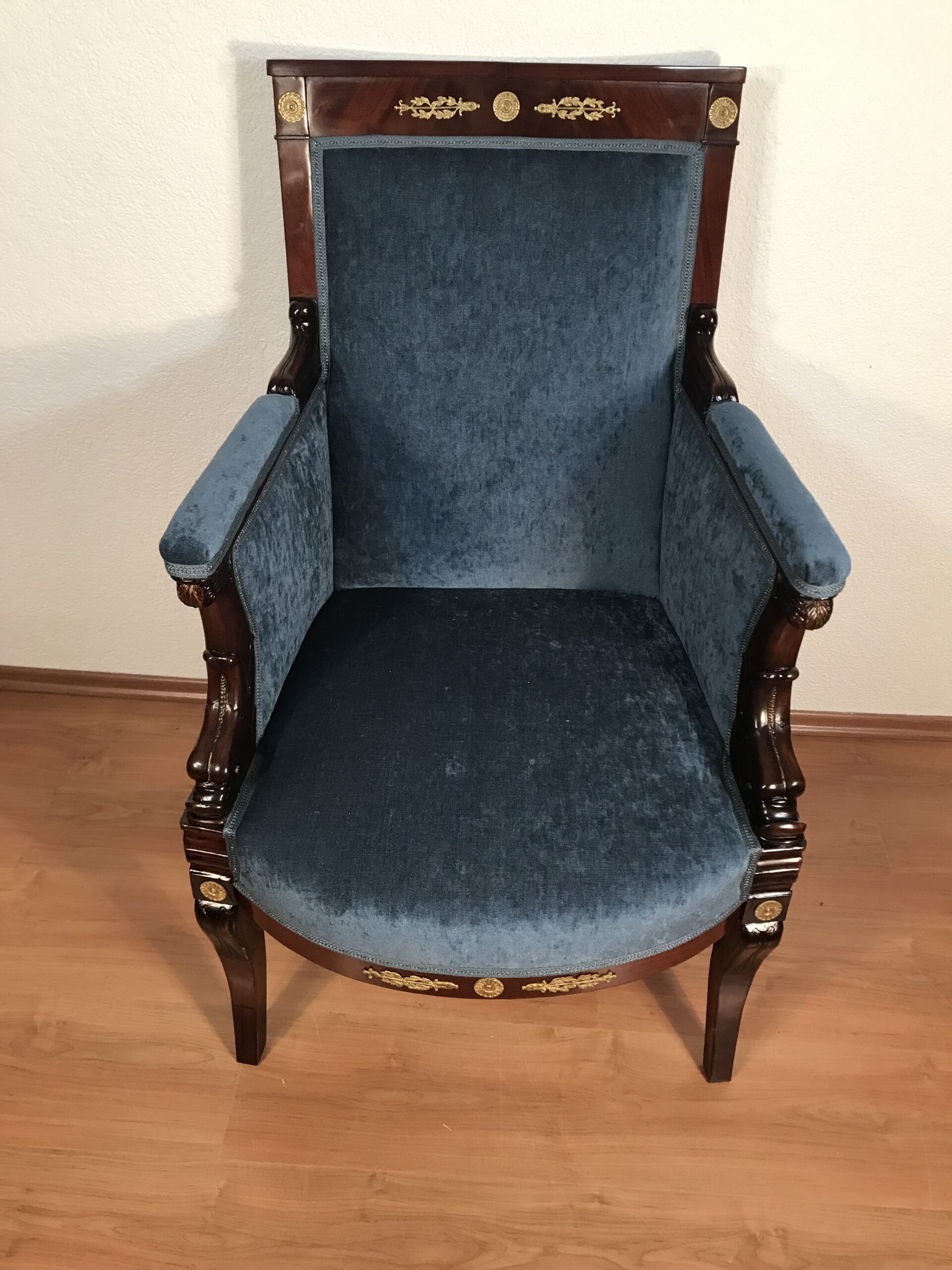 Antique Empire Mahogany Bergère, France 1800 - Image 6