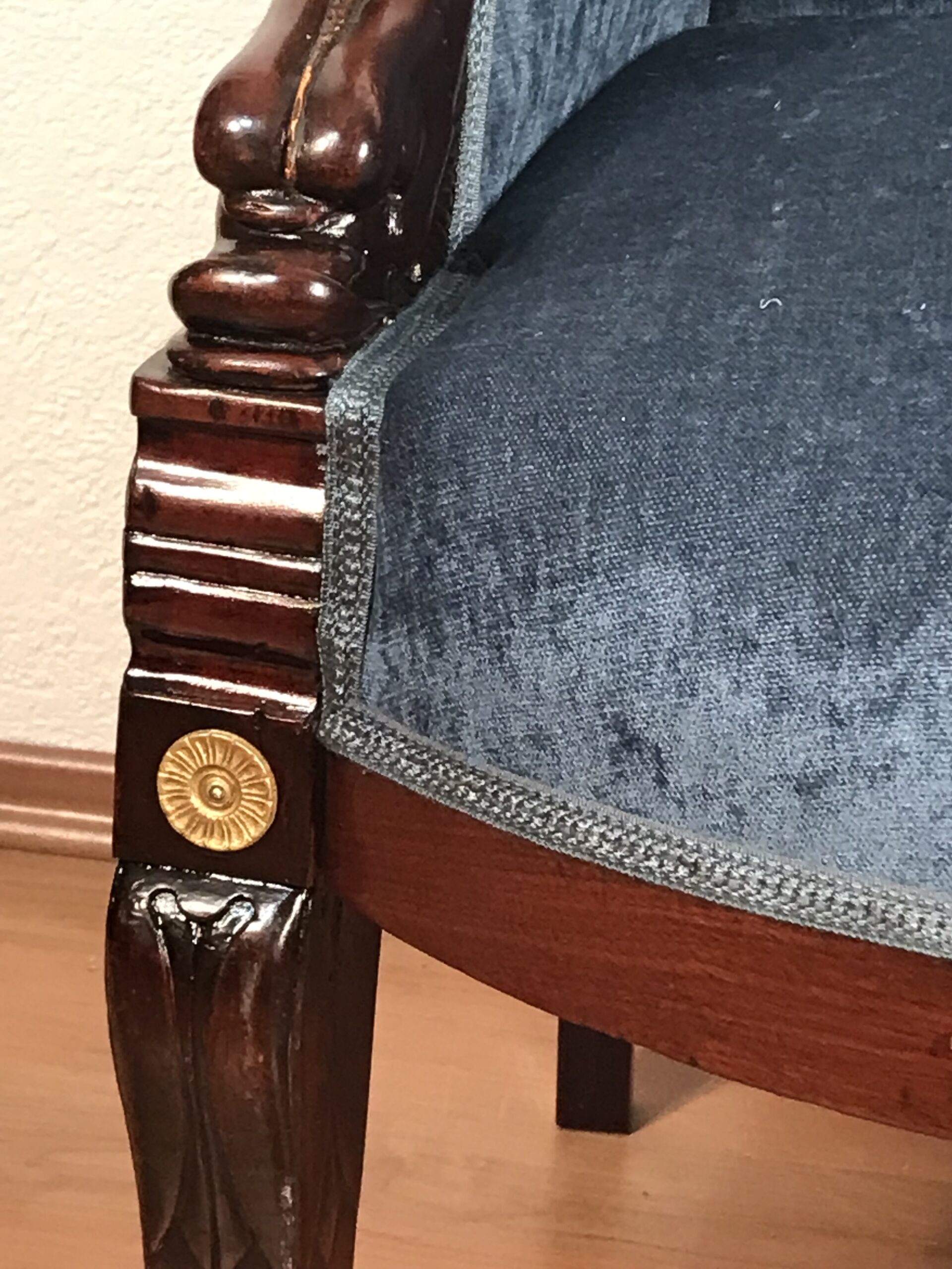 Antique Empire Mahogany Bergère, France 1800 - Image 5