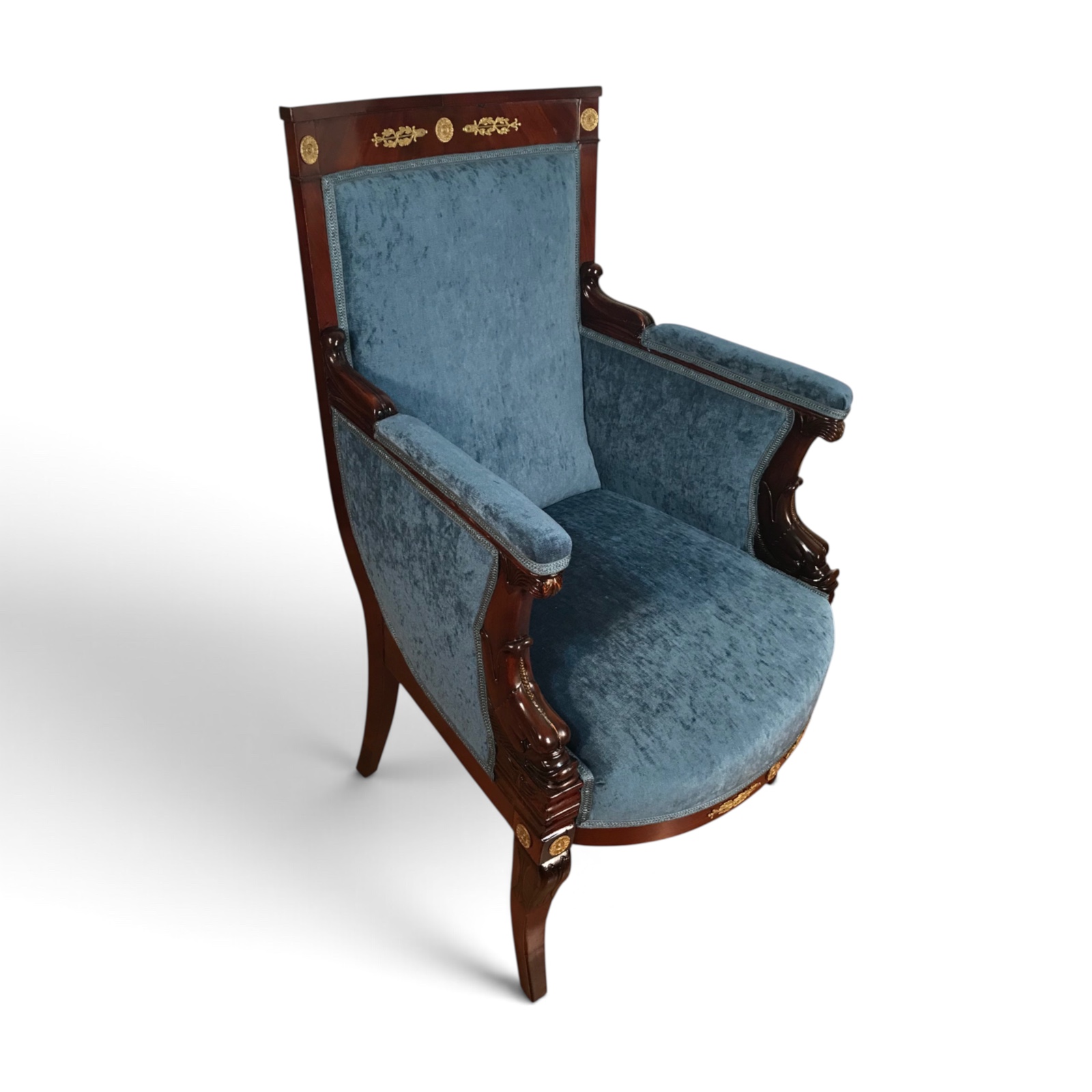 Antique Empire Mahogany Bergère, France 1800