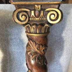 Pair of Antique Baroque Carved and Gilt Solomonic Columns, 18th century - Image 5