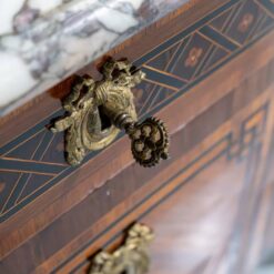 18th Century French Transition Marquetry Chest of Drawers with Marble Top- detail view - Styylish