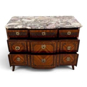 18th Century French Transition Marquetry Chest of Drawers with Marble Top