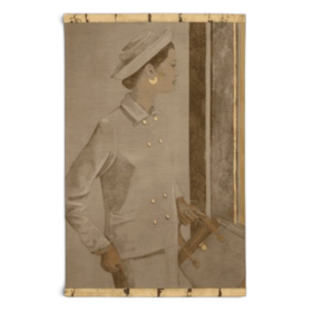 Contemporary French Hand-Painted 1950s Woman Canvas
